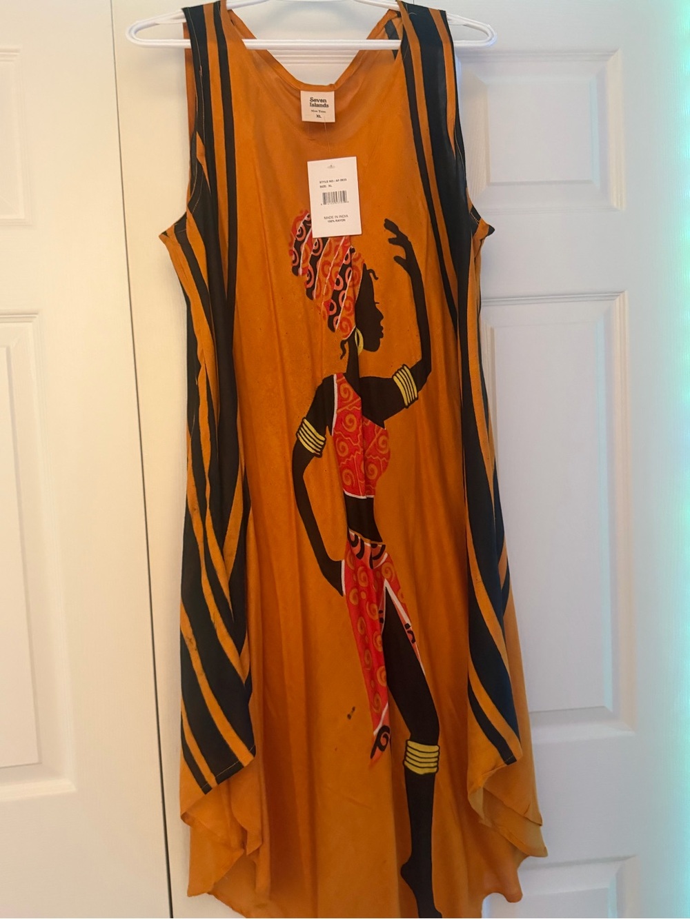 Sleeveless Orange African Print Tunic Dress